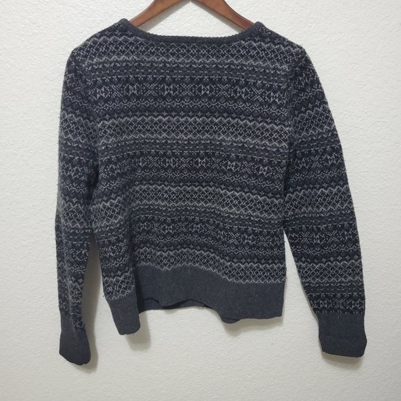 Eddie Bauer Fair Isle button up sweater cardigan wool gray - Picture 7 of 7